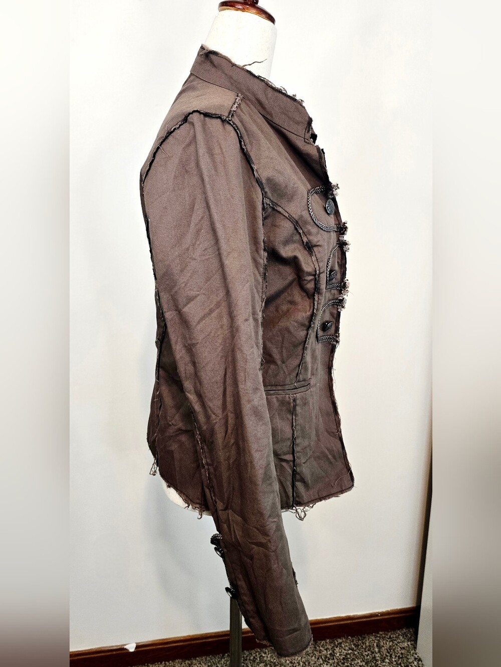 BKE Victorian Military Jacket Goth Steampunk Raw Edge Emo Grunge Punk Parade - Picture 8 of 12